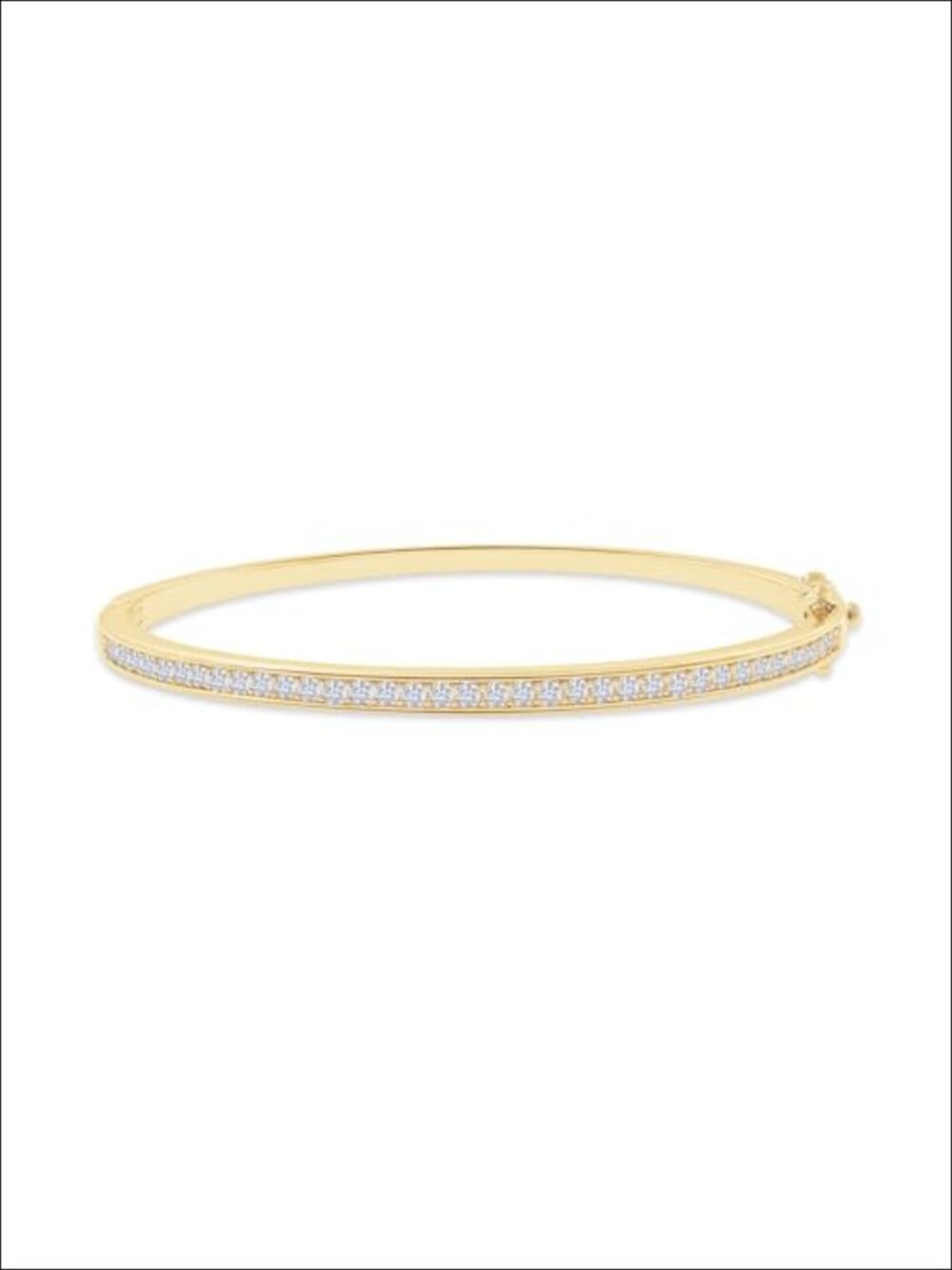 3.3MM Lab Created Moissanite Tennis Bangle 18K Gold Plated 7.5"